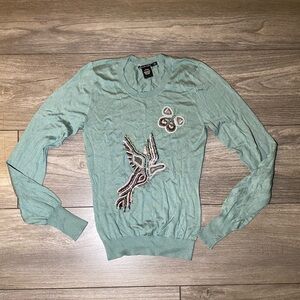 EUC True Vintage Y2K 1990s Baldanza Embroidered/Embellished Long Sleeve Top